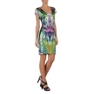 Just Cavalli Resort 2013 Dress Womens Size Tropical Purple Blue Green Black